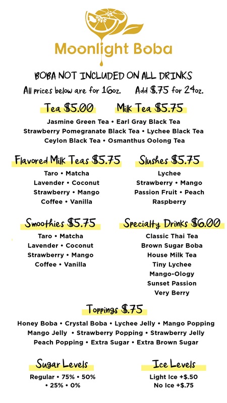 Moonlight Boba Menu